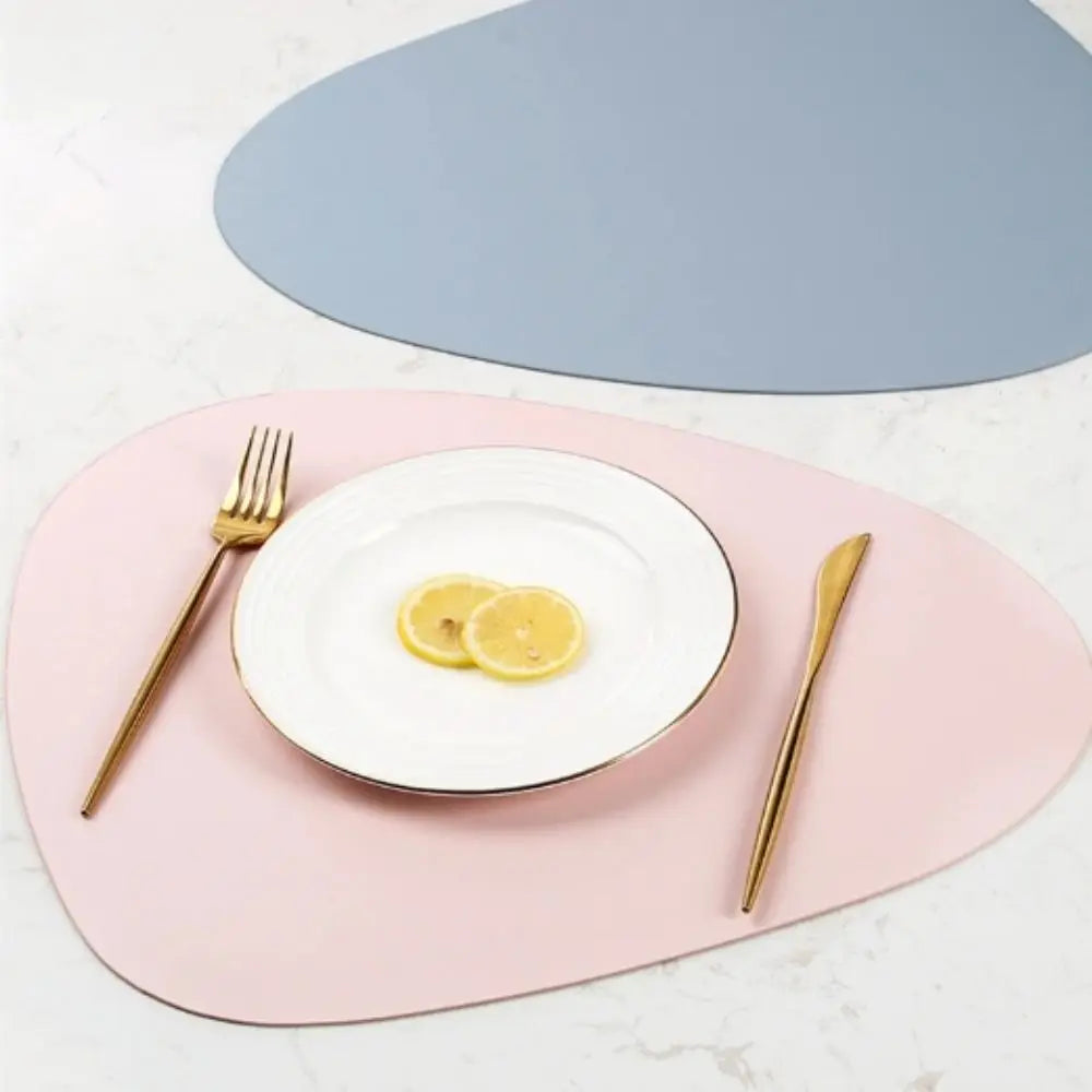 Nordic Style Tableware Pad Placemat Table Mat PU Leather Heat Insulation Non-Slip Simple Placemats Disc Coaster Placemat Leedoar