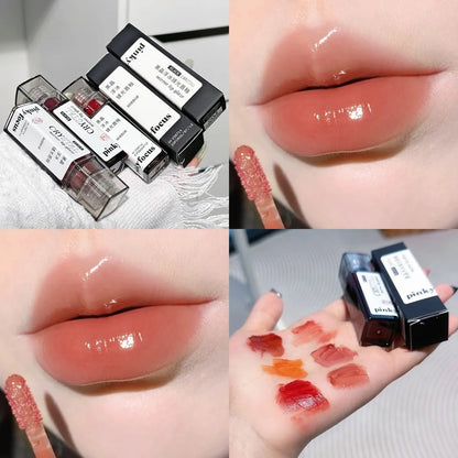 Brillo de labios Nude Grey Mirror Lip Glaze Lip Oil Clear Water Light Lip Gloss Crystal Lip Tint Lasting Nonstick Cup Punk Smoky Liquid Lipstick 