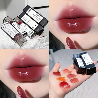 Brillo de labios Nude Grey Mirror Lip Glaze Lip Oil Clear Water Light Lip Gloss Crystal Lip Tint Lasting Nonstick Cup Punk Smoky Liquid Lipstick 