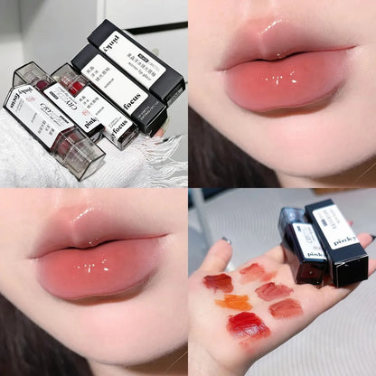 Brillo de labios Nude Grey Mirror Lip Glaze Lip Oil Clear Water Light Lip Gloss Crystal Lip Tint Lasting Nonstick Cup Punk Smoky Liquid Lipstick 