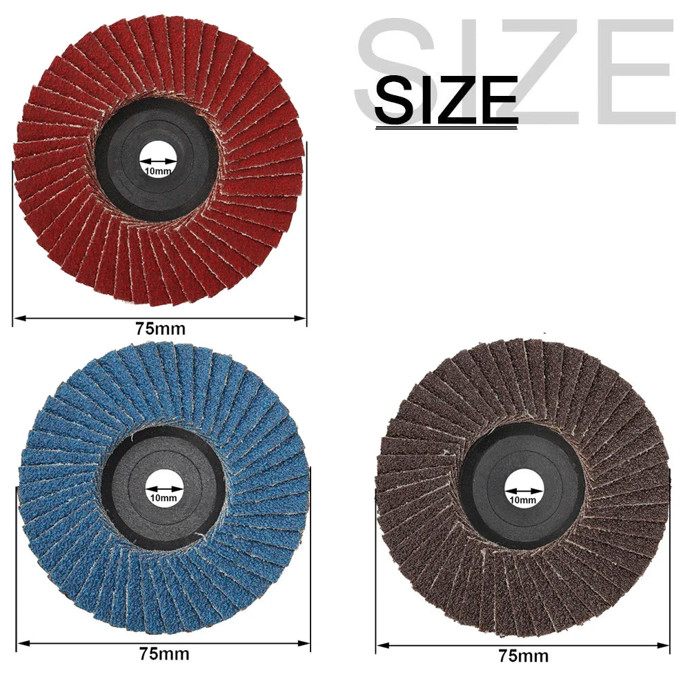 NuoDunco 3pcs 75mm Flat Flap Discs 3 " Grinding Wheels Mini Angle Grinder Accessories Sanding Discs For Metal Wood Polishing Leedoar