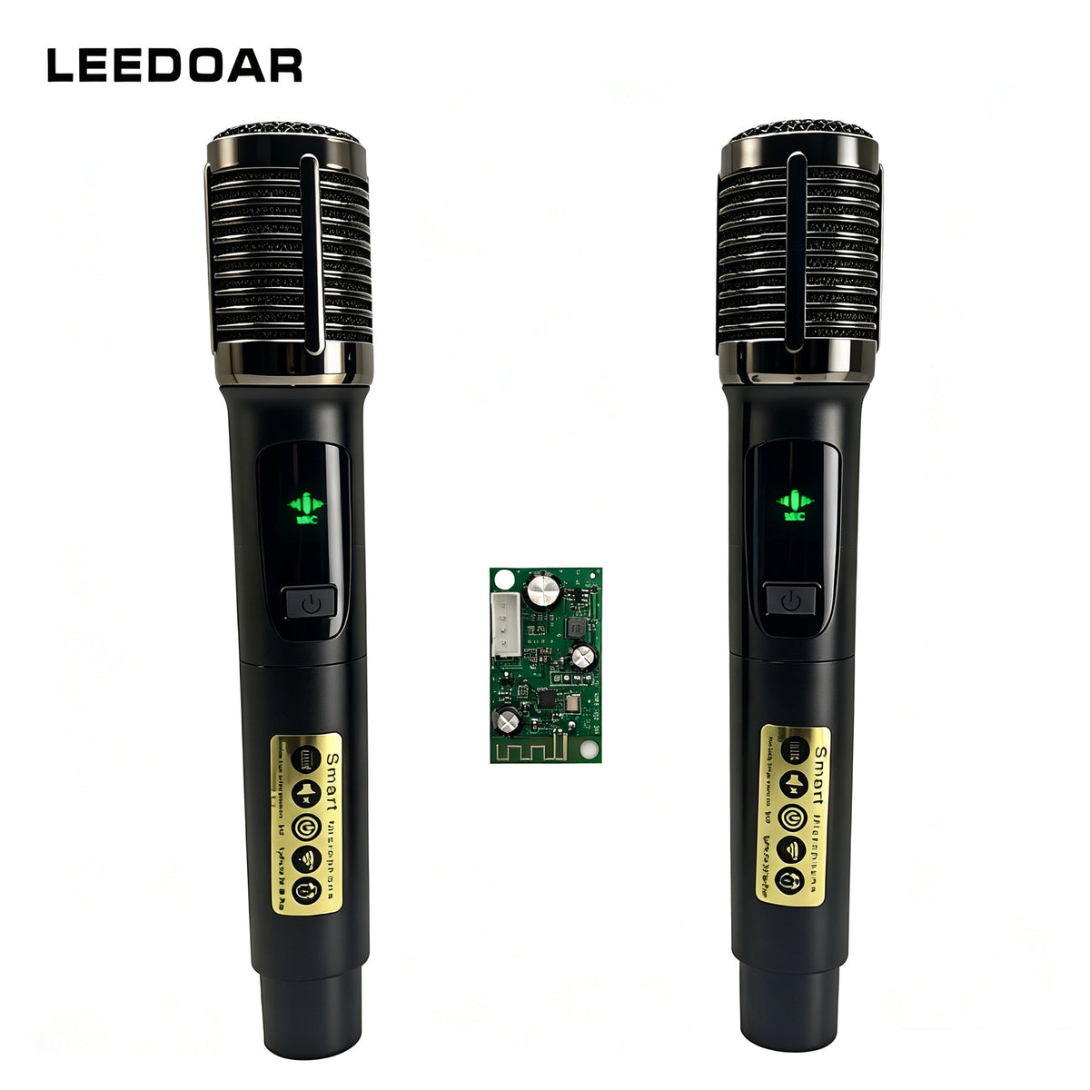 LEEDOAR HT-86 Wireless Black Handheld Microphone (1-to-2) for Singing, Performances, and Trolley Speakers