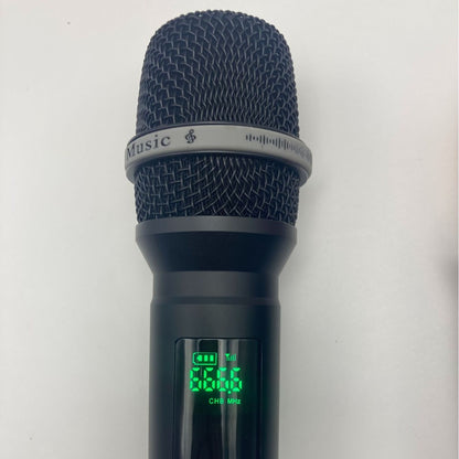 Leedoar HT-34 Wireless Black Handheld Microphone System (1-to-2) for Singing, Performances, and Trolley Speakers