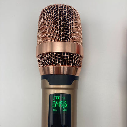 Leedoar HT-23 Rose Gold Dual-Channel UHF Karaoke Microphone System (1 Receiver, 2 Microphones) – Suitable for Outdoor Performances and Trolley Speakers
