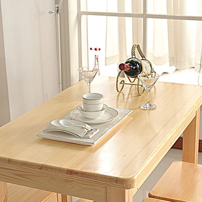 Solid Wood Dining Table, Pine Wood Table with Solid Wood Stools, Simple Modern Rectangular Dining Table for Home