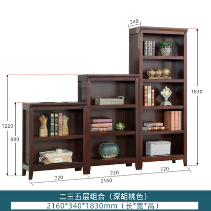 Bookshelf Solid Wood Bookcase Combination Wall-mounted Floor-standing Storage Cabinet for Living Room Home Organization