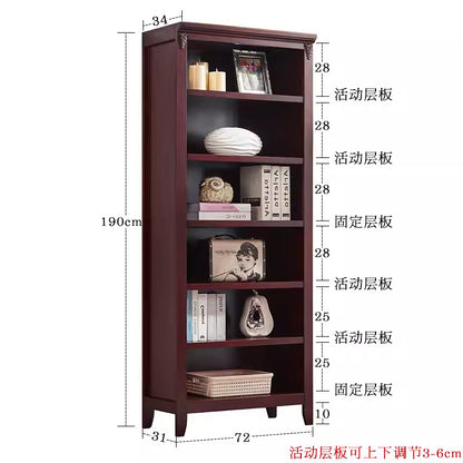 Bookshelf Solid Wood Bookcase Combination Wall-mounted Floor-standing Storage Cabinet for Living Room Home Organization