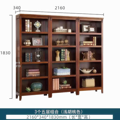 Bookshelf Solid Wood Bookcase Combination Wall-mounted Floor-standing Storage Cabinet for Living Room Home Organization