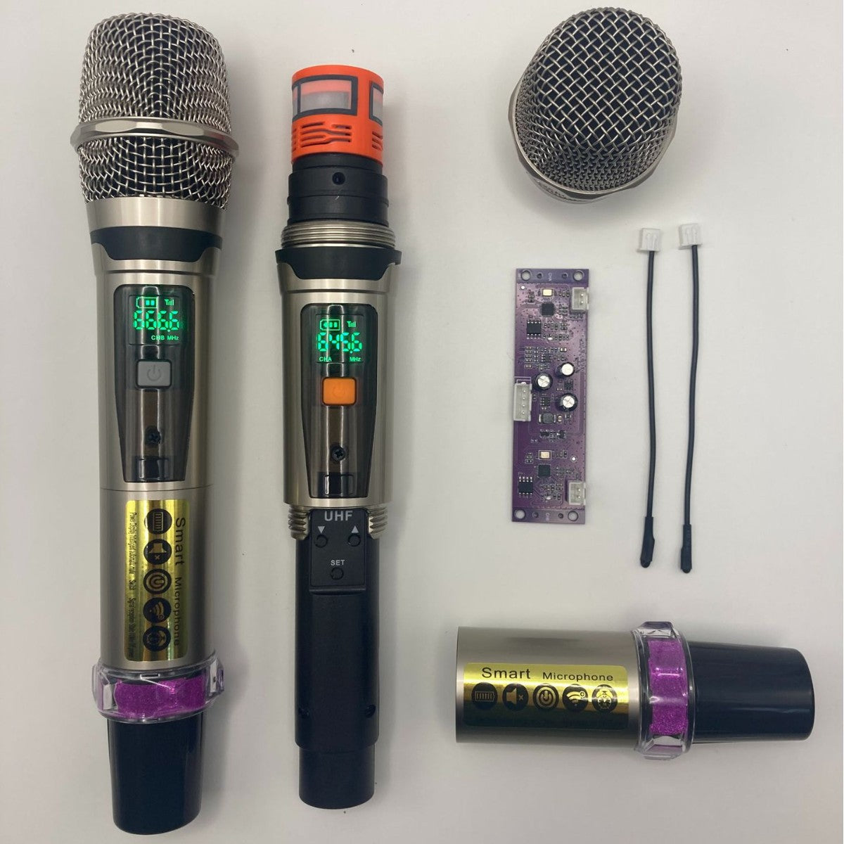 LEEDOAR HT-122 Wireless Black Handheld Microphone (1-to-2) Metal Case for Singing, Performances, and Trolley Speakers