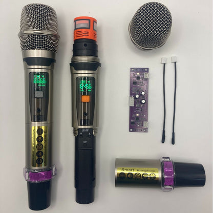LEEDOAR HT-122 Wireless Black Handheld Microphone (1-to-2) Metal Case for Singing, Performances, and Trolley Speakers