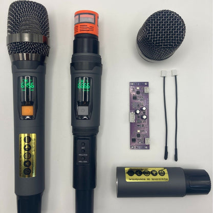 LEEDOAR HT-26 UHF Wireless Microphone System (Dual-Channel, Grey) – Suitable for KTV, Singing, and Trolley Speakers