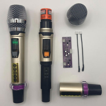 Leedoar HT-24 Rose Gold Dual-Channel UHF Karaoke Microphone System (1 Receiver, 2 Microphones) – Suitable for Outdoor Performances and Trolley Speakers