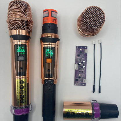 LEEDOAR HT-126 Rose Gold Microphone – For Meetings & Home Karaoke Handheld Wireless Microphone for Trolley Speaker One set includes two microphones.