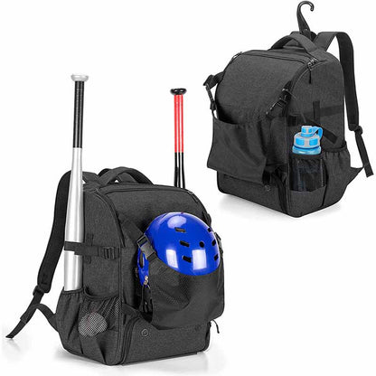 Baseball and Softball Backpack with External Helmet Holder, Made of 600D Nylon, Designed for 4 Bat Storage