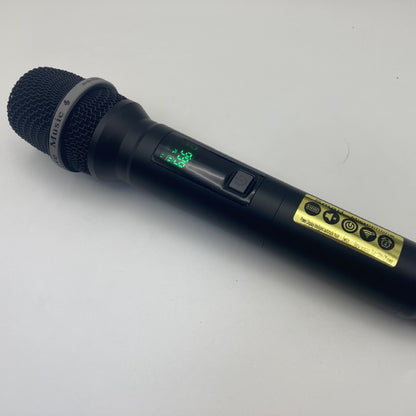 Leedoar HT-34 Wireless Black Handheld Microphone System (1-to-2) for Singing, Performances, and Trolley Speakers