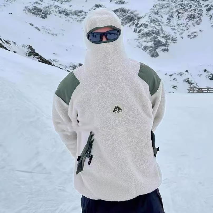 ACG Sherpa Fleece Jacket Collaboration Pullover Fleece Hoodie for Fall/Winter, Warm and Thick, Casual Unisex Sweatshirt with Hood