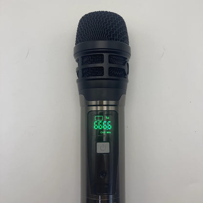 LEEDOAR HT-124 Wireless Black Handheld Microphone (1-to-2) Metal Case for Singing, Performances, and Trolley Speakers