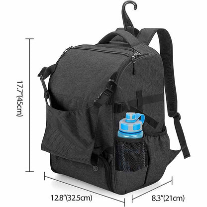 Baseball and Softball Backpack with External Helmet Holder, Made of 600D Nylon, Designed for 4 Bat Storage