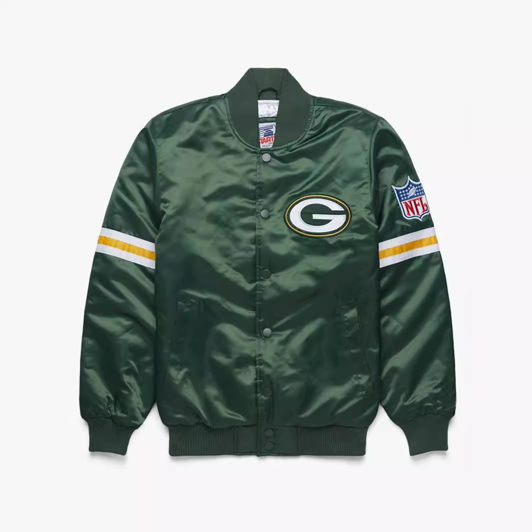 Quilted NFL Team Jacket: New Autumn/Winter Men's Baseball Jacket with Stand Collar Casual 3D Rugby Jacket Leedoar