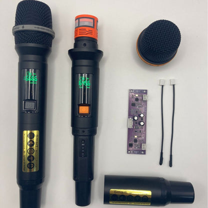 Leedoar HT-34 Wireless Black Handheld Microphone System (1-to-2) for Singing, Performances, and Trolley Speakers