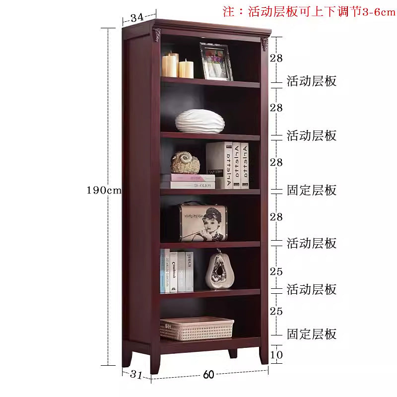 Bookshelf Solid Wood Bookcase Combination Wall-mounted Floor-standing Storage Cabinet for Living Room Home Organization