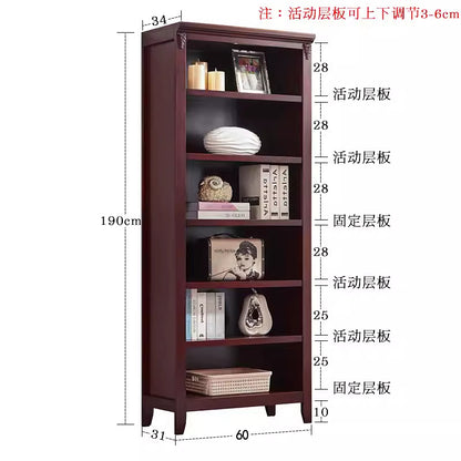 Bookshelf Solid Wood Bookcase Combination Wall-mounted Floor-standing Storage Cabinet for Living Room Home Organization