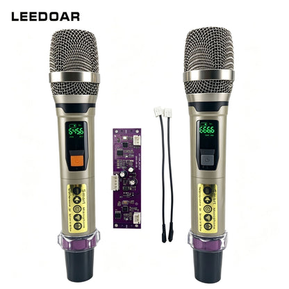 LEEDOAR HT-20B UHF Interference-Resistant Dual-Channel Wireless Microphone System Outdoor Karaoke for Portable Trolley Speakers