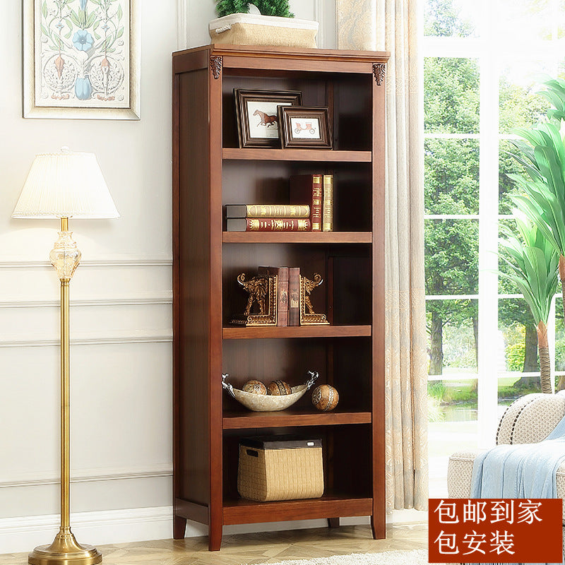 Bookshelf Solid Wood Bookcase Combination Wall-mounted Floor-standing Storage Cabinet for Living Room Home Organization