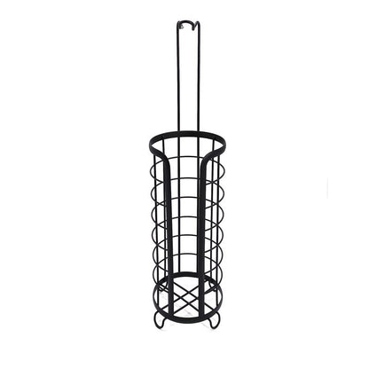 Home Iron Bathroom Storage Rack, Round Iron Wire Powder Coated Floor Standing Tissue Holder with Handle