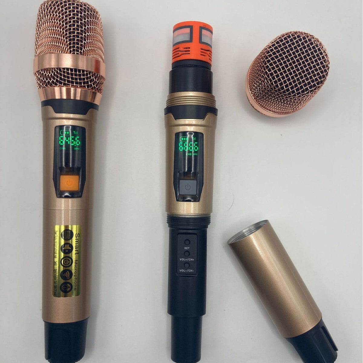 Leedoar HT-23 Rose Gold Dual-Channel UHF Karaoke Microphone System (1 Receiver, 2 Microphones) – Suitable for Outdoor Performances and Trolley Speakers