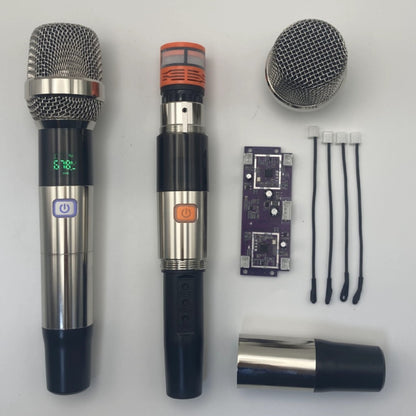 LEEDOAR HT-128 Wireless White Handheld Microphone (1-to-2) Metal Case for Singing, Performances, and Trolley Speakers