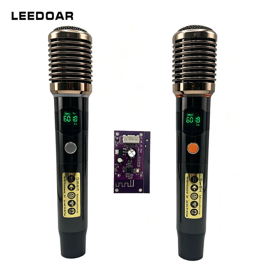 LEEDOAR HT-99 Wireless Black Handheld Microphone (1-to-2) Metal Case for Singing, Performances, and Trolley Speakers