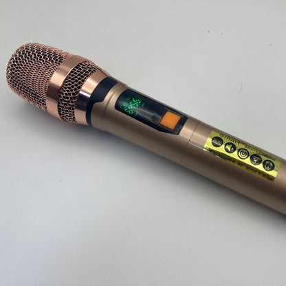 Leedoar HT-23 Rose Gold Dual-Channel UHF Karaoke Microphone System (1 Receiver, 2 Microphones) – Suitable for Outdoor Performances and Trolley Speakers
