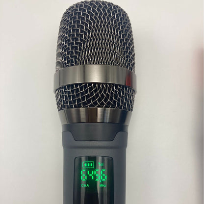 LEEDOAR HT-26 UHF Wireless Microphone System (Dual-Channel, Grey) – Suitable for KTV, Singing, and Trolley Speakers