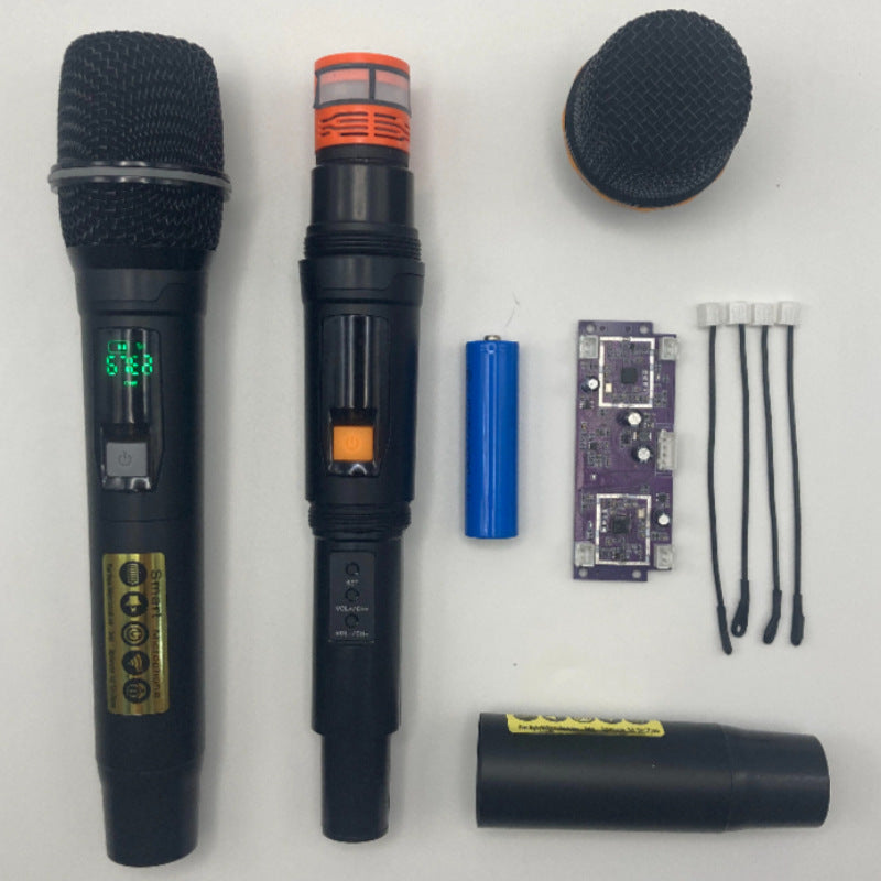 Leedoar HT-03 Dual-Channel UHF Wireless Microphone System Handheld Microphone for KTV Trolley Speaker