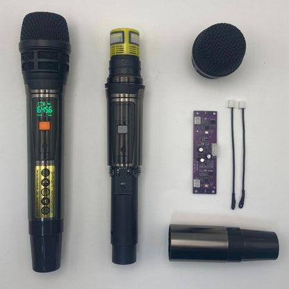 LEEDOAR HT-124 Wireless Black Handheld Microphone (1-to-2) Metal Case for Singing, Performances, and Trolley Speakers