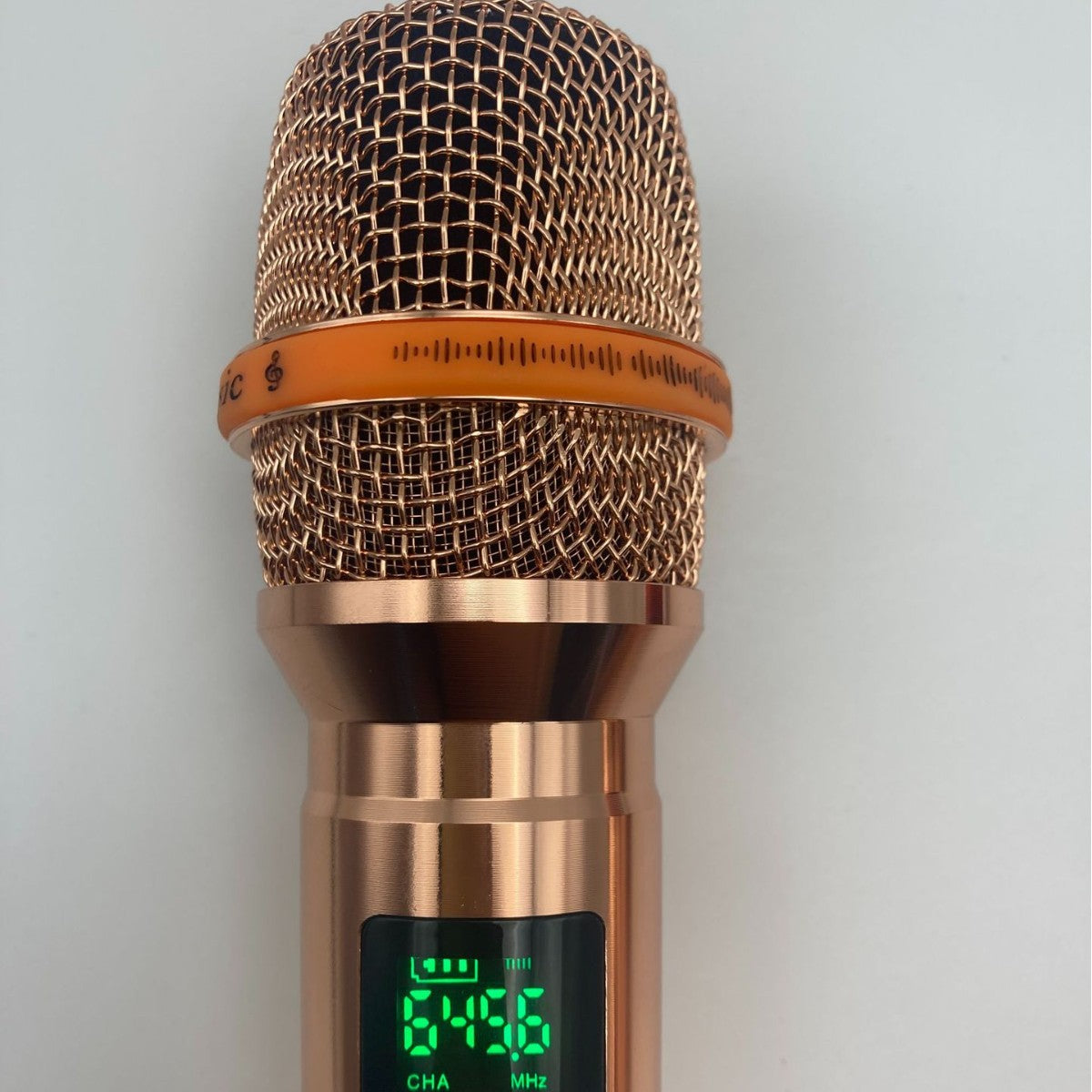 LEEDOAR HT-35 Rose Gold Handheld UHF Dual-Channel Wireless Microphone System for Karaoke Trolley Speakers