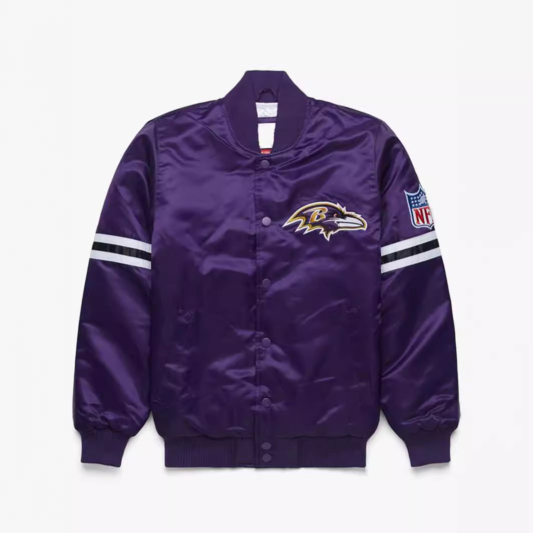 Quilted NFL Team Jacket: New Autumn/Winter Men's Baseball Jacket with Stand Collar Casual 3D Rugby Jacket Leedoar