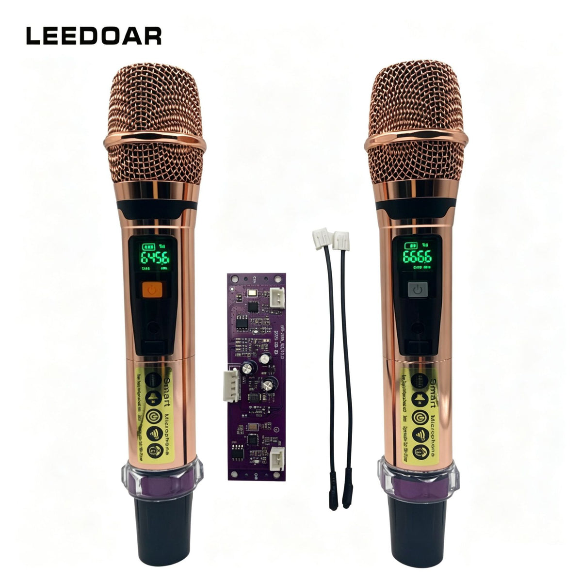 LEEDOAR HT-126 Rose Gold Microphone – For Meetings & Home Karaoke Handheld Wireless Microphone for Trolley Speaker One set includes two microphones.