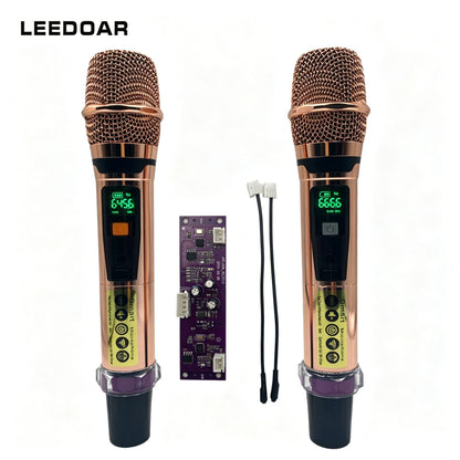 LEEDOAR HT-126 Rose Gold Microphone – For Meetings & Home Karaoke Handheld Wireless Microphone for Trolley Speaker One set includes two microphones.