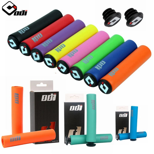 ODI MTB Handlebar Grips Mountain Bicycle Folding Bike Cover Ultralight Anti Slip Silica Gel Foaming Including Plug Bicycle Parts Leedoar