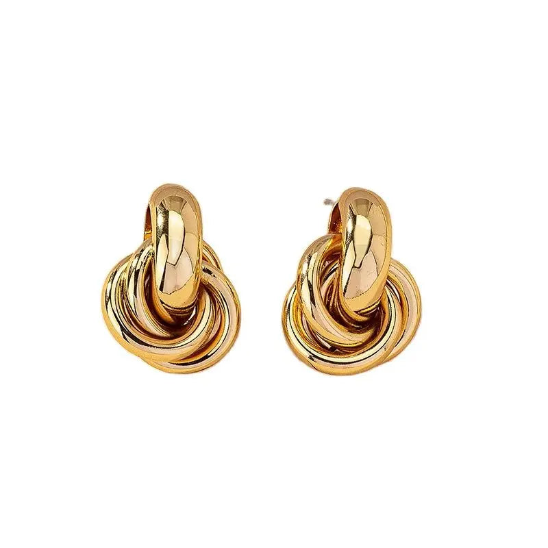 Obega Gold SIlver Color Knot Hoop Earring For Women Shiny Plating Trendy Earring Stud Cute Daily Wear Jewelry Leedoar