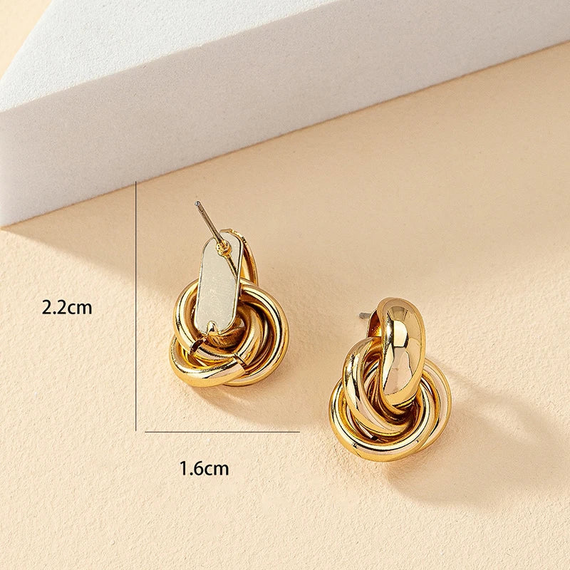 Obega Gold SIlver Color Knot Hoop Earring For Women Shiny Plating Trendy Earring Stud Cute Daily Wear Jewelry Leedoar