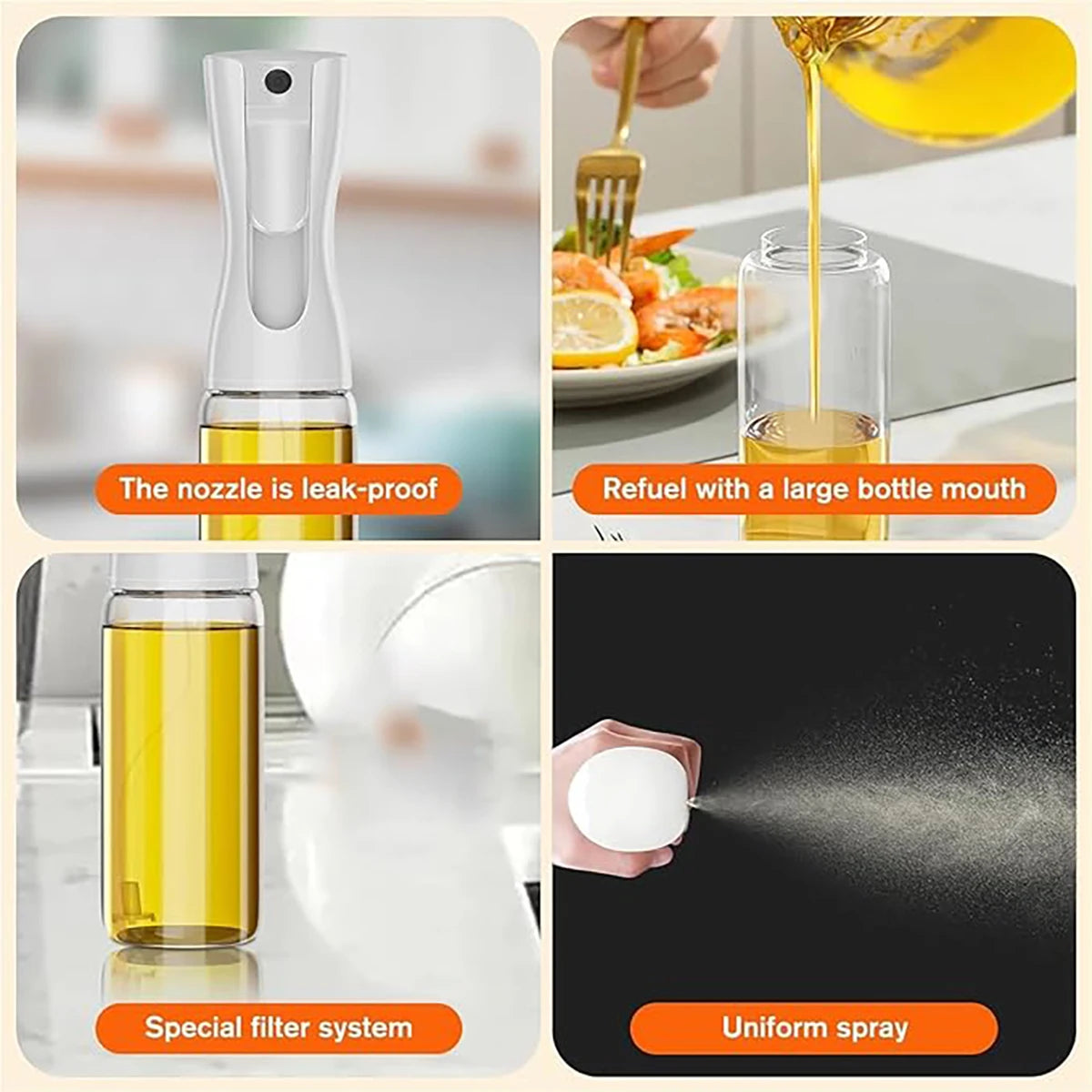 Oil Sprayer for Cooking Water for Plant Spray Bottle  Indoor and Gardens Salads BBQs Continuous Spray Portion Control Leedoar