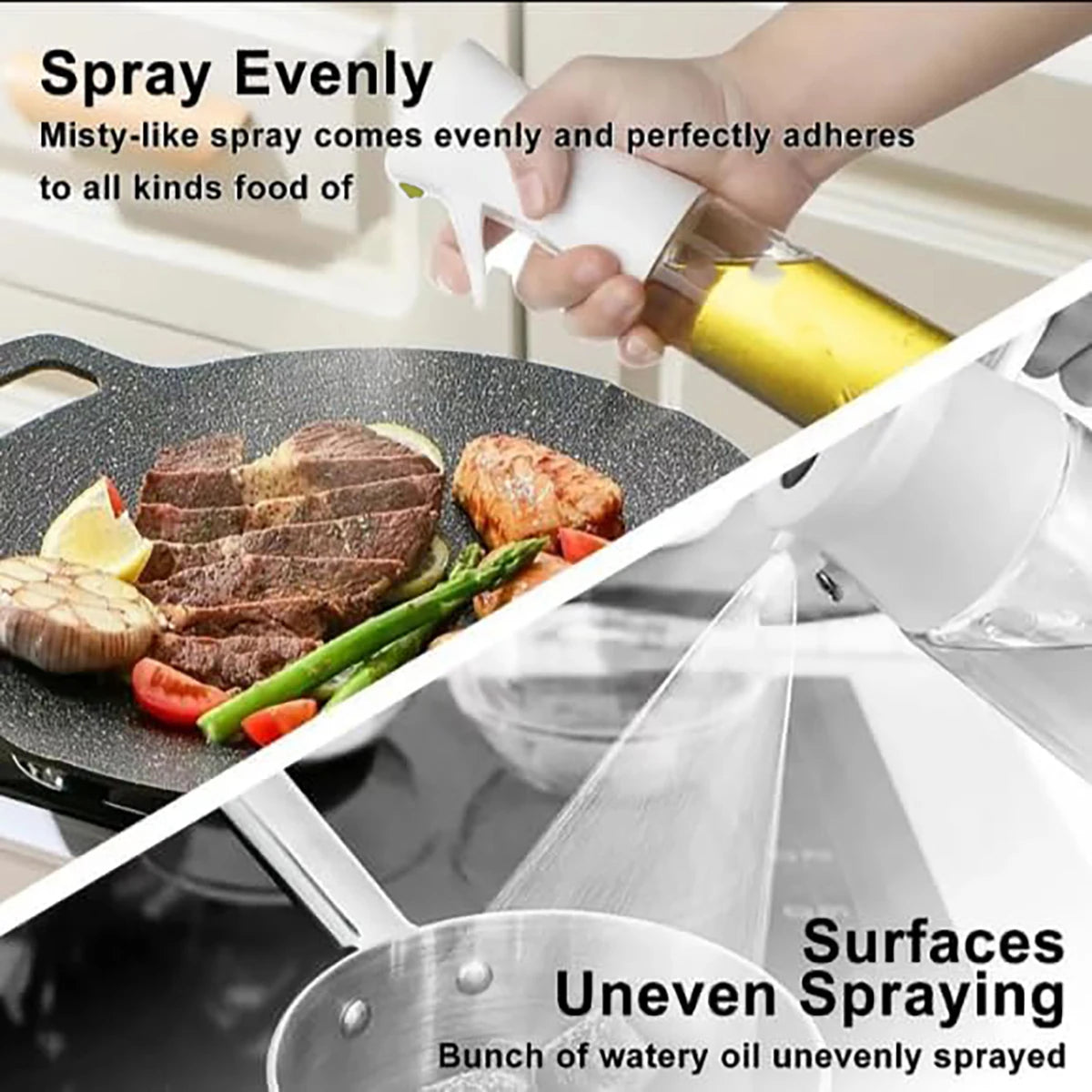 Oil Sprayer for Cooking Water for Plant Spray Bottle  Indoor and Gardens Salads BBQs Continuous Spray Portion Control Leedoar