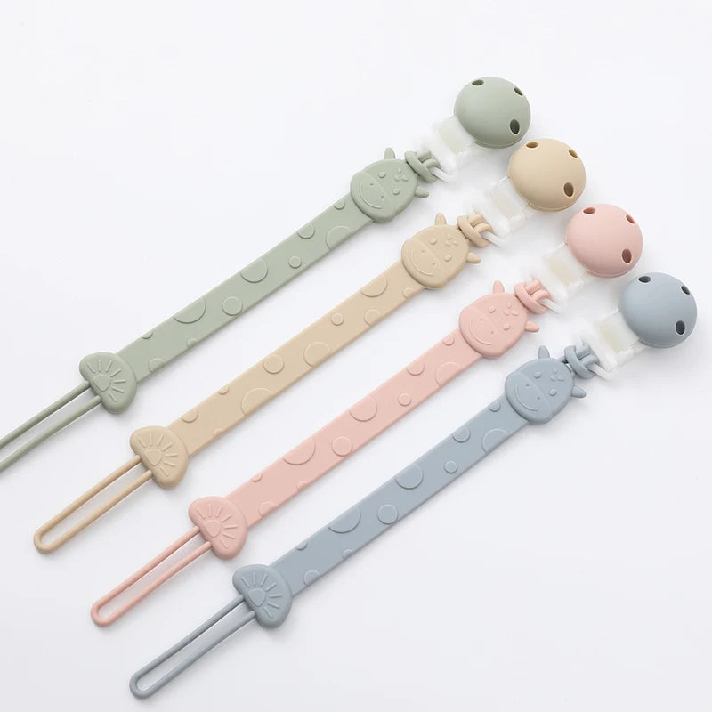 One-Piece Silicone Pacifier Clip Holder, Soft Flexible Pacifier Clips Binky Clips for Baby Boys and Girls,  Baby Accessories Leedoar