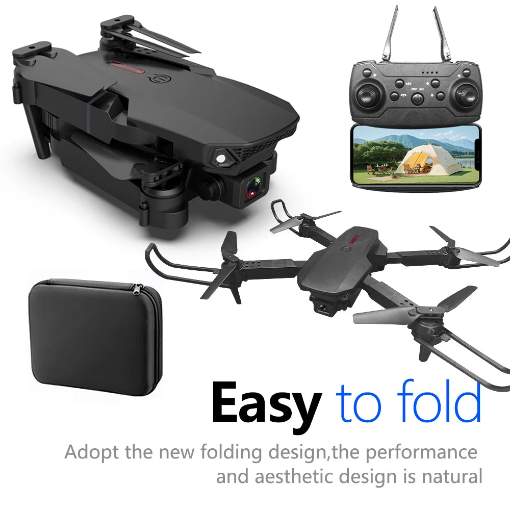 One-click New Drone E88 UAV 360-degree Rotating Folding MINI Remote Control WIFI Aerial Photography Quadcopter Toy Helicopter Leedoar