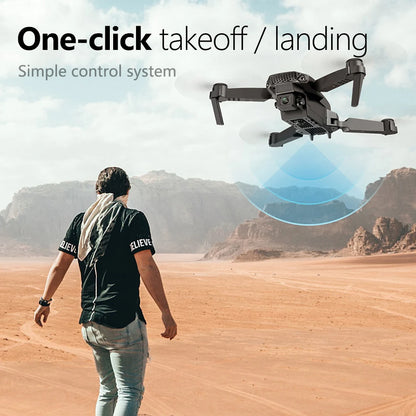 One-click New Drone E88 UAV 360-degree Rotating Folding MINI Remote Control WIFI Aerial Photography Quadcopter Toy Helicopter Leedoar