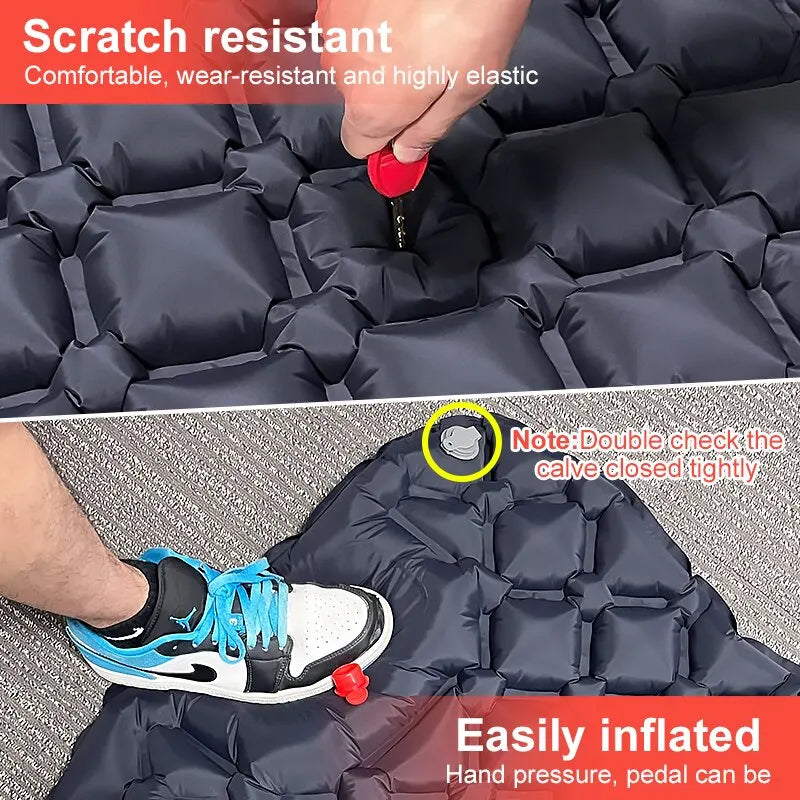 Outdoor Camping Inflatable Mattress Sleeping Pad With Pillows Ultralight Air Mat Built In Inflator Pump Hiking Leedoar