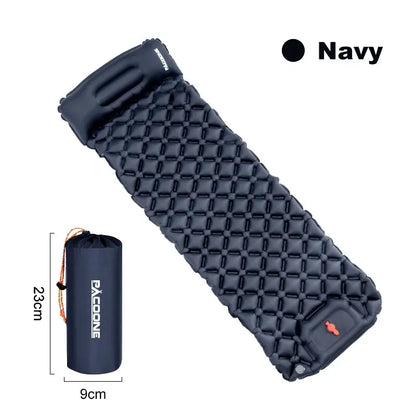 Outdoor Camping Inflatable Mattress Sleeping Pad With Pillows Ultralight Air Mat Built In Inflator Pump Hiking Leedoar